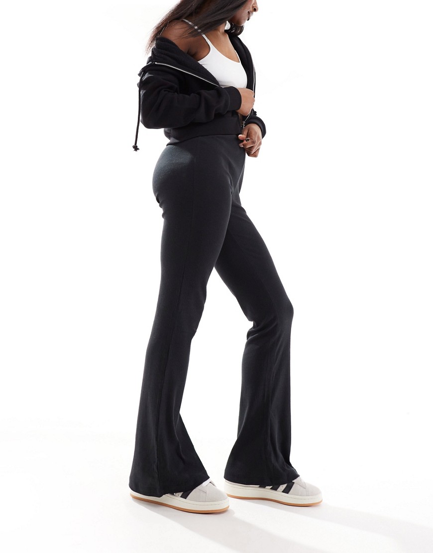 Noisy May Fluffy Knitted Flared Pants In Black