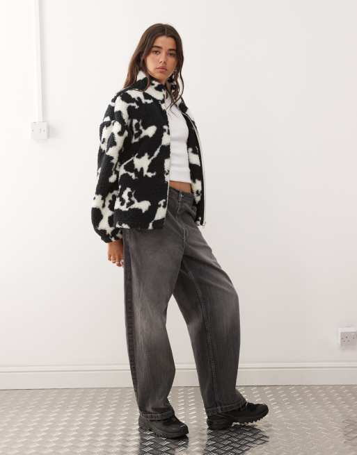 Asos Flauschiger Pullover Schwarz Noisy May – Fleece-Jacke Mit