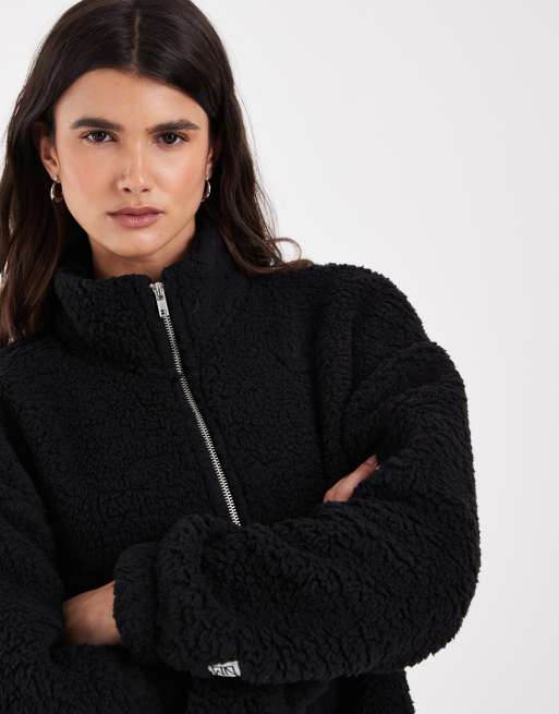 Noisy May fleece med lynlås i sort, 2 af 4