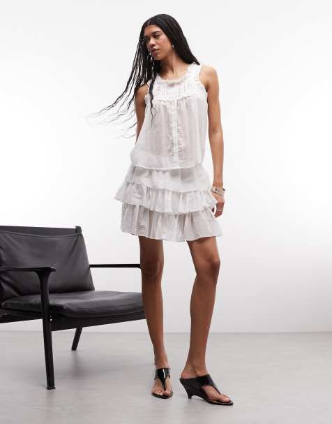 Noisy May frill sleeve button through top co-ord in white - view 1