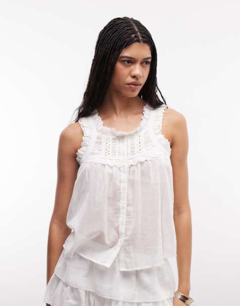 Noisy May frill sleeve button up top in white - part of a set - view 1