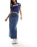 [Noisy May] Noisy May front split denim maxi skirt in mid wash blue XS Medium blue denim