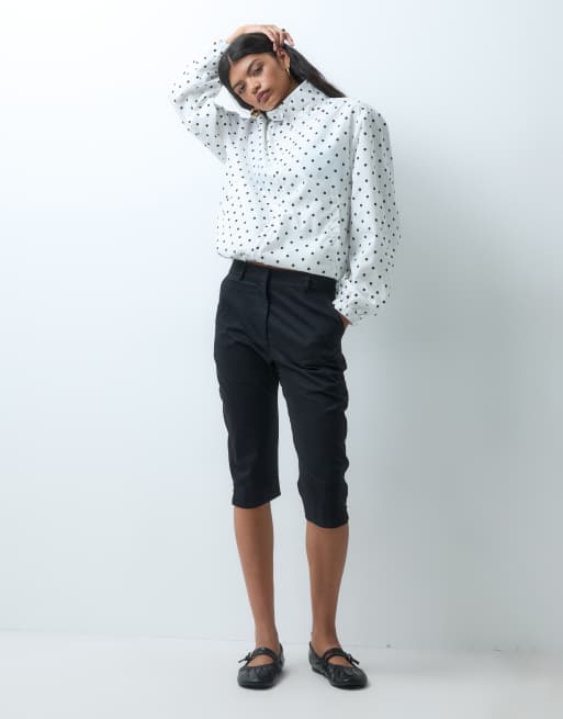 Noisy May funnel neck jacket in white polka dots, 2 of 4