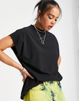 Noisy May high neck relaxed t-shirt in black
