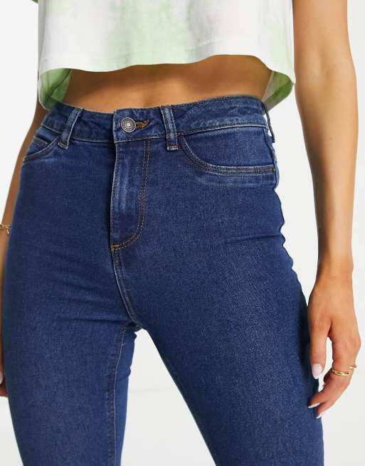 Noisy May Gaga mid waist skinny jeans in mid blue denim