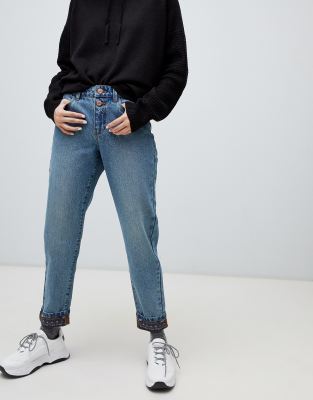 printed mom jeans