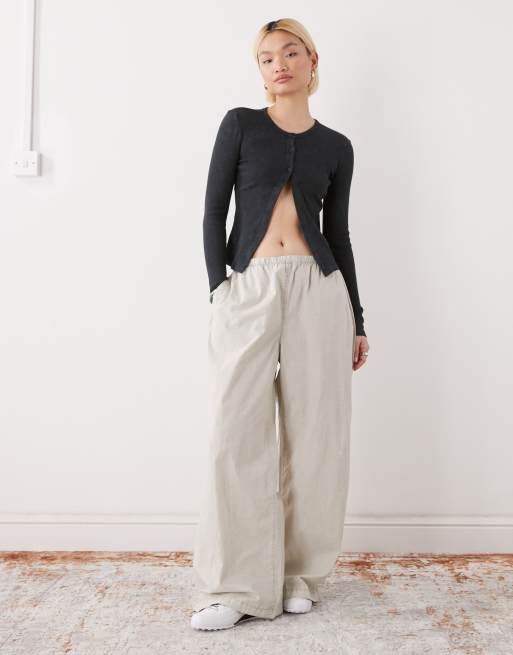 Noisy May - Geribbeld vest met split in zwart met wassing, 2 van 4