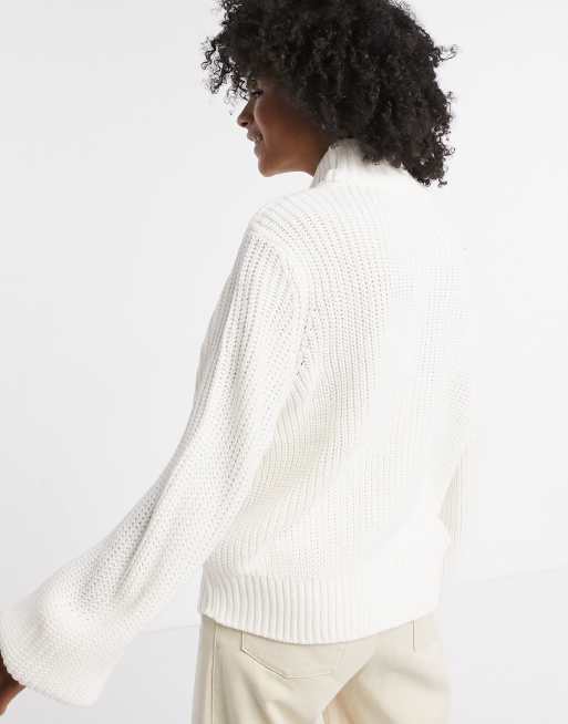 Noisy May – Gerippter Pullover in Weiß, 2 von 4
