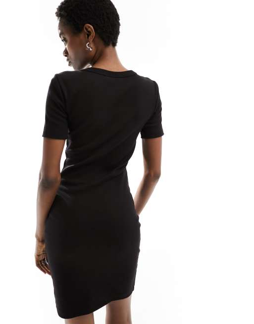 Noisy May – Geripptes Mini-T-Shirt-Kleid in Schwarz, 2 von 4