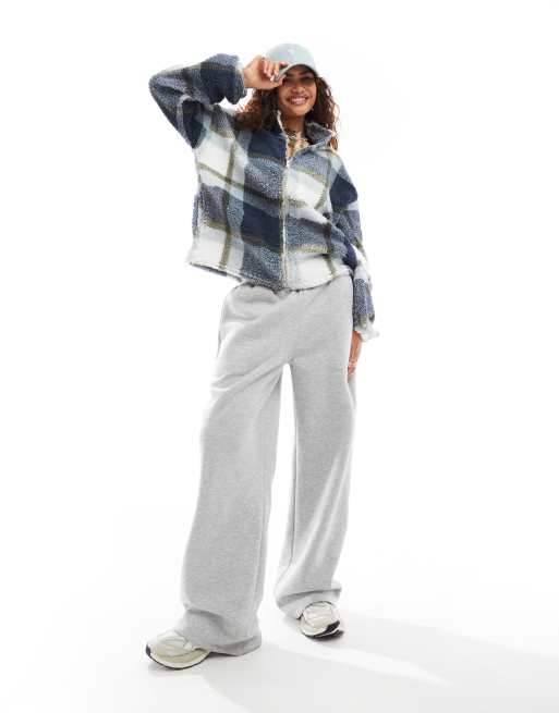 Noisy May - Geruite fleece met ritssluiting in blauw, 2 van 4