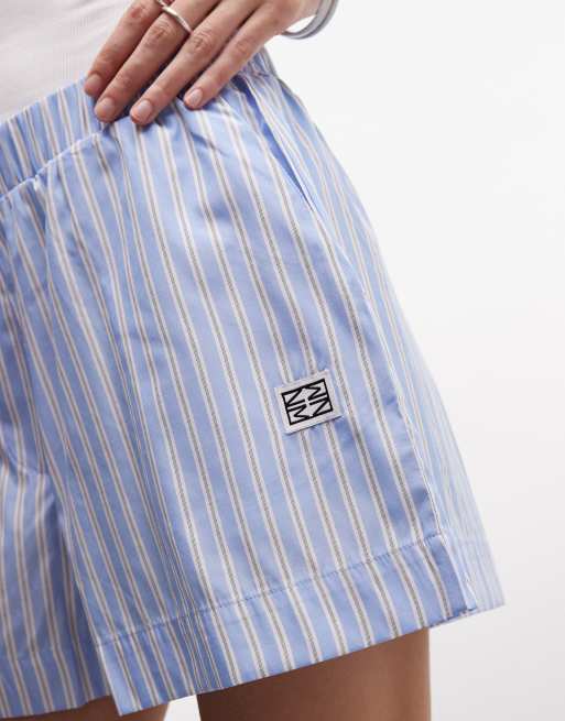 Noisy May – Gestreifte Boxershorts in Babyblau und Weiß, Kombiteil, 5 von 5