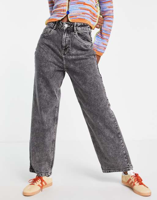 Noisy May Gigi oversized mom jeans in washed grey | ASOS