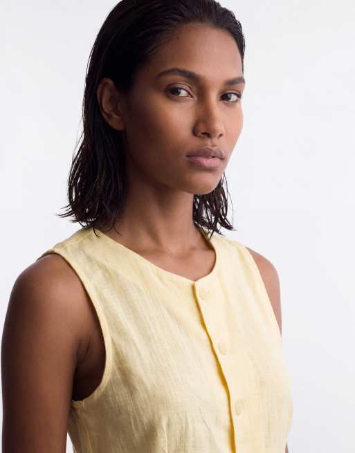 Noisy May - Gilet in misto lino color latticello in coordinato, 2 di 4
