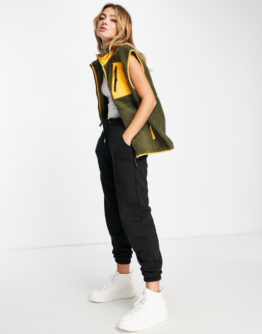 Noisy May - Gilet in pile borg kaki, 3 di 4