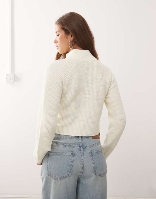 Noisy May - Gilet zippé à col montant - Crème, 4 de 4