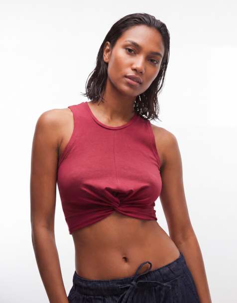 Noisy May – Grå crop top med snurrad knut framtill - view 1