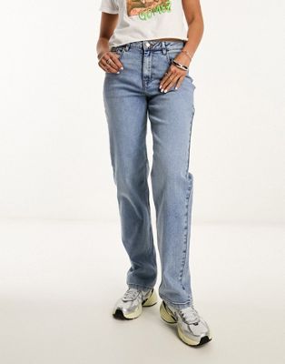 Noisy May Guthie straight leg jeans in light blue - ASOS Price Checker