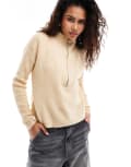 [Noisy May] Noisy May half zip jumper in cream-White S Irish cream