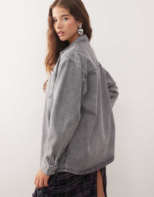 Noisy May – Hemdjacke aus Denim in verwaschenem Grau, 4 von 4