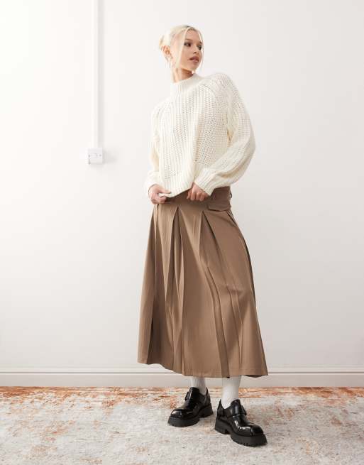 Noisy May high neck cropped knitted jumper in cream, 3 of 4