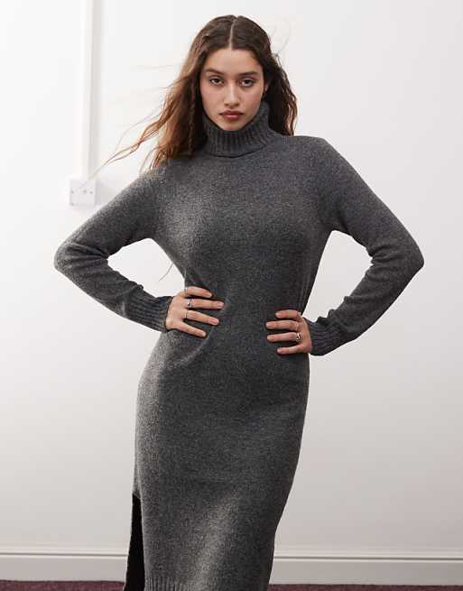 long sleeve midi sweater dress Hunter Green Turtle Neck *FINAL SALE* calf length Belted Polo Navy Blue Midi