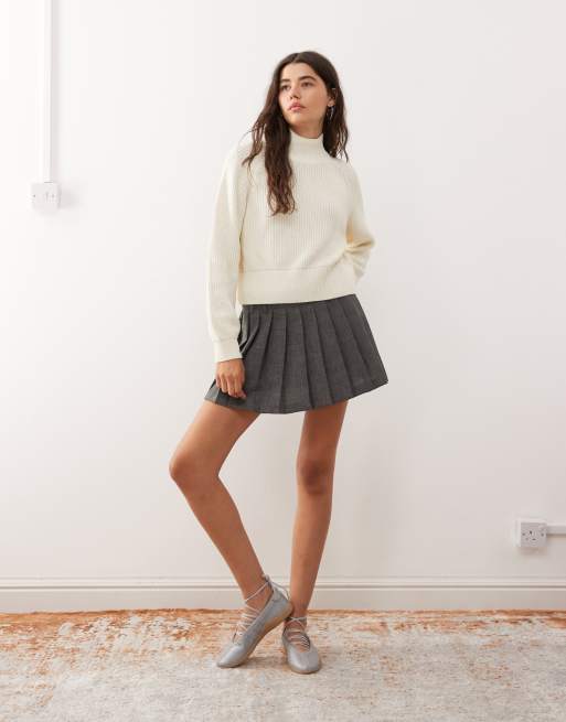 Noisy May high neck knit sweater in cream