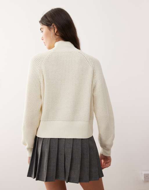 Noisy May high neck knit sweater in cream