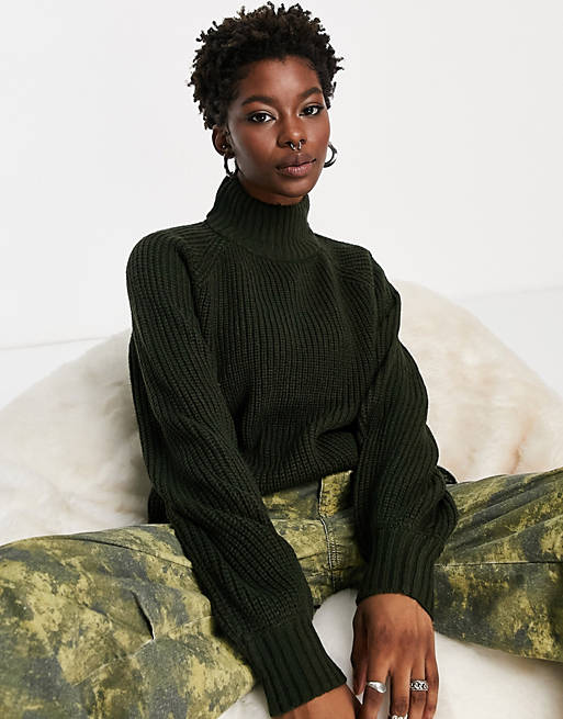 Jumpers & Cardigans Noisy May high neck knitted jumper in dark green 