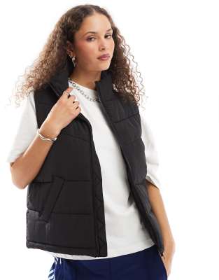 Noisy May high neck padded gilet in black