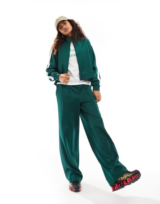 Noisy May high neck zip through sweat co-ord in dark green, 3 of 4