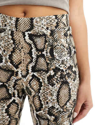Noisy May High Rise Flared Pants In Brown