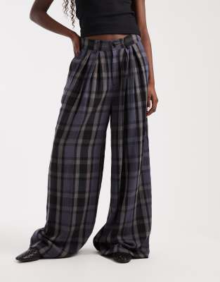 Noisy May High Rise Wide Leg Pants In Gray