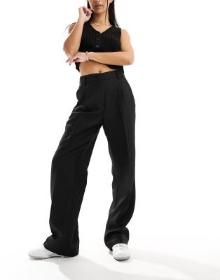 Noisy May High Rise Wide Leg Tailored Pants In Black