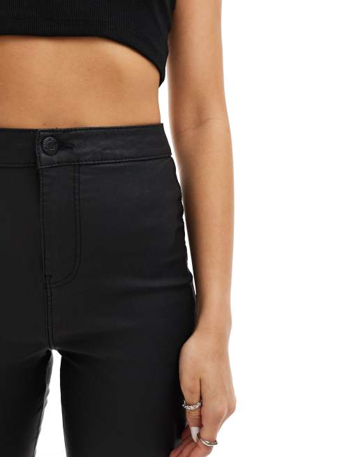 Noisy May high waist coated skinny pants in black, 4 of 5