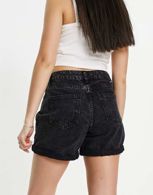 Black denim mom shorts hotsell