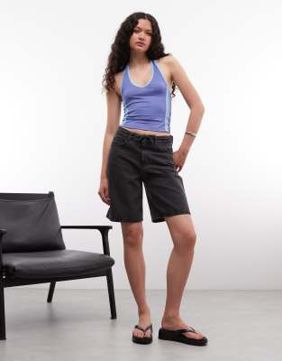 Noisy May High Waist Longline Loose Short In Metallic