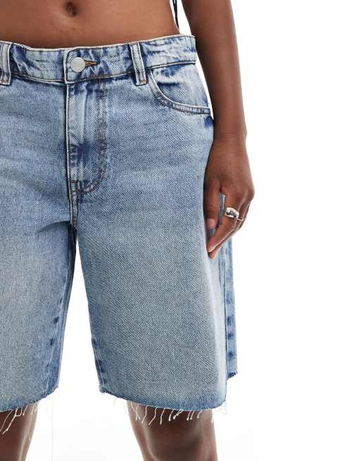 Noisy May high waist loose denim shorts in light blue wash ASOS