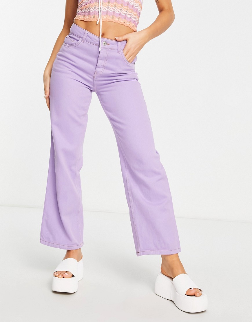 Noisy May high waist straight leg jeans in purple