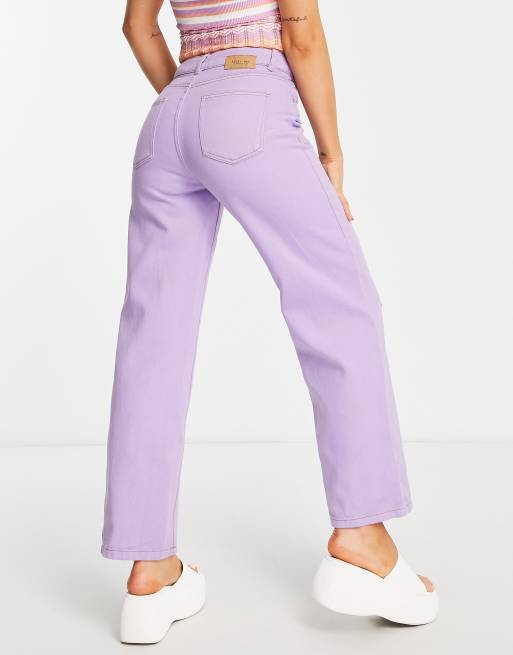 Zeeziekte Geniet Socialistisch Noisy May high waist straight leg jeans in purple | ASOS