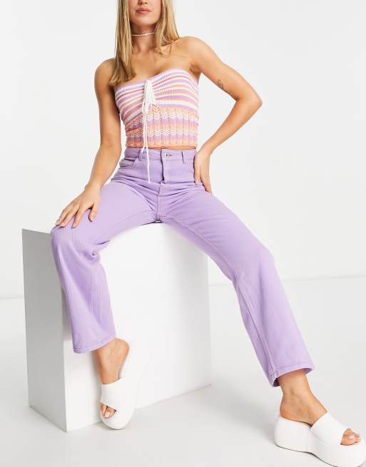 Noisy May high waist straight leg jeans in purple