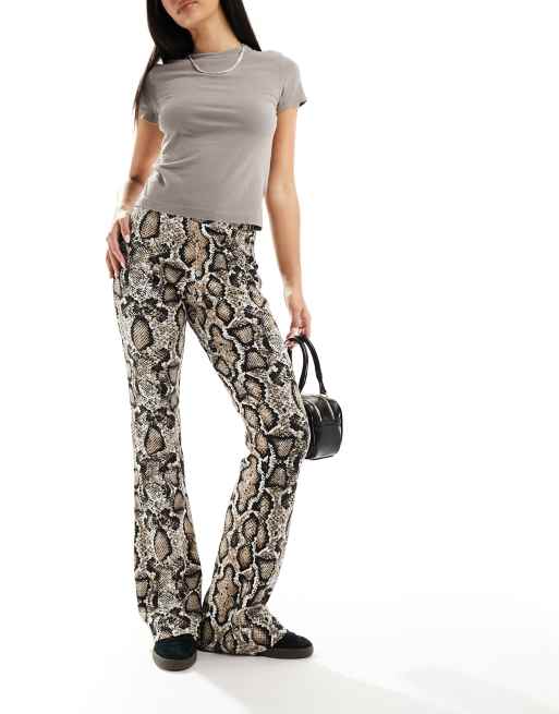 ASOS DESIGN cotton poplin wide leg trousers in leopard print