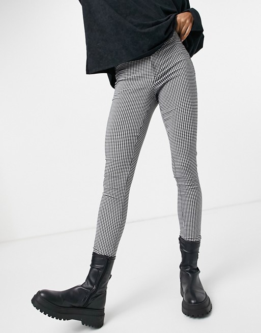 Noisy May high waisted ponte skinny trouser in houndstooth