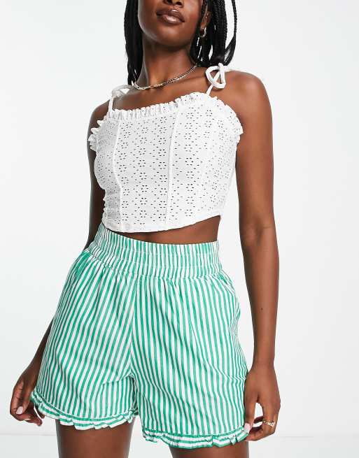 Striped high shop waisted shorts