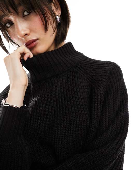 Noisy May – Hochgeschlossener Pullover in Schwarz