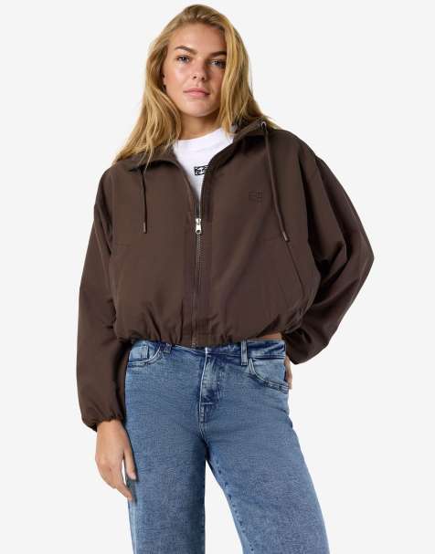 Noisy May Hooded jacket in chocolate brown - view 1