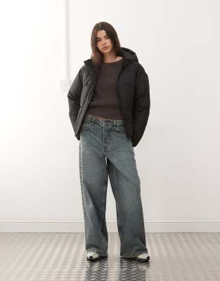 Noisy May Hooded Puffer Jacket In Black