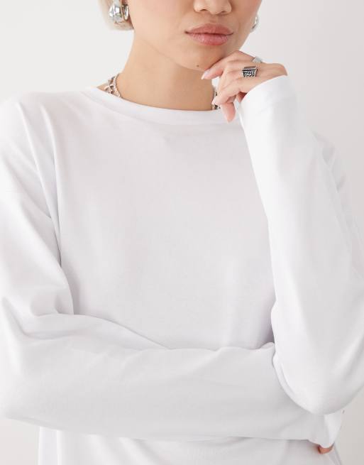 Noisy May - Hvid t-shirt med lange ærmer i regular fit, 2 af 4
