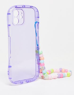 iPhone 12 phone case with charms in lilac-Purple