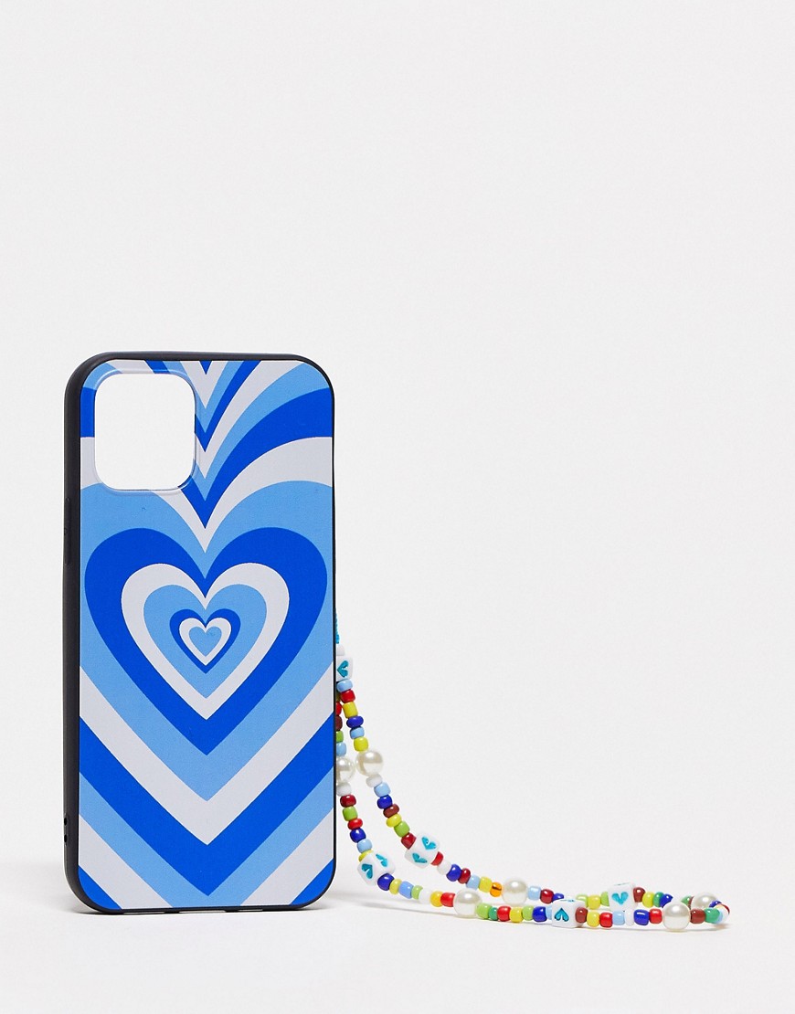 Noisy May Iphone 12 Phone Case With Phone Charm In Blue Heart Print