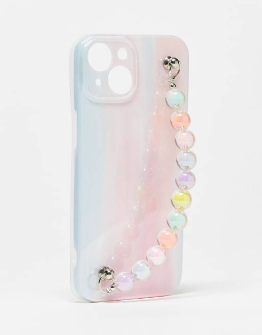 Noisy May iPhone 14 iridescent phone case with handle in multi
